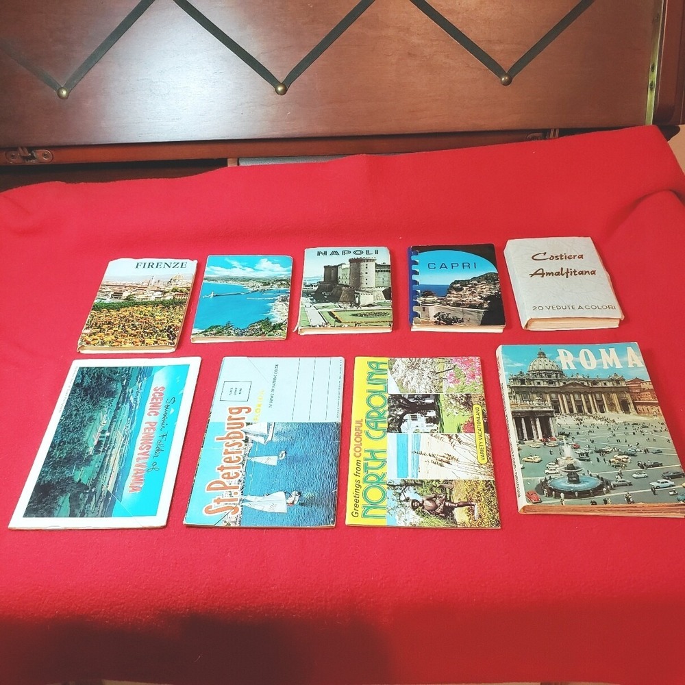 Lot of 9 Vintage Promotional Flip out Fold out Mechanical Post Cards